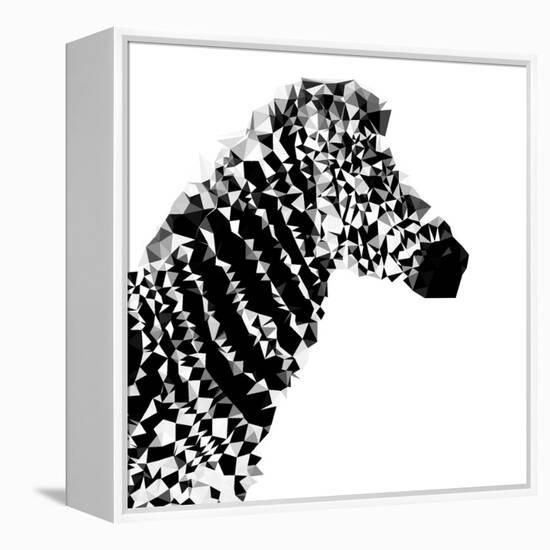 Low Poly Safari Art - Zebra Profile - White edition II-Philippe Hugonnard-Framed Stretched Canvas