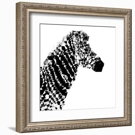 Low Poly Safari Art - Zebra Profile - White edition II-Philippe Hugonnard-Framed Art Print