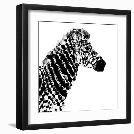 Low Poly Safari Art - Zebra Profile - White edition II-Philippe Hugonnard-Framed Art Print