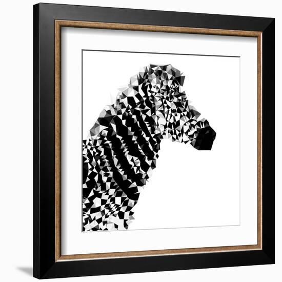 Low Poly Safari Art - Zebra Profile - White edition II-Philippe Hugonnard-Framed Art Print