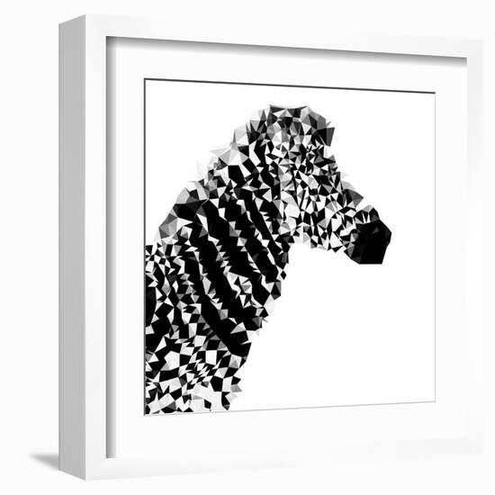 Low Poly Safari Art - Zebra Profile - White edition II-Philippe Hugonnard-Framed Art Print