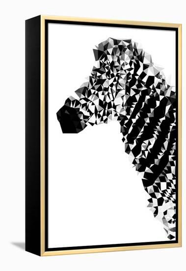 Low Poly Safari Art - Zebra Profile - White edition-Philippe Hugonnard-Framed Stretched Canvas