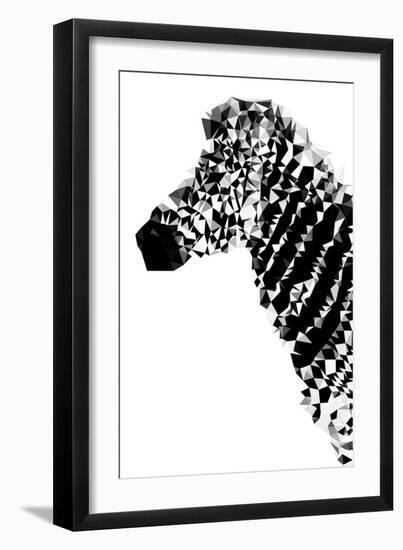 Low Poly Safari Art - Zebra Profile - White edition-Philippe Hugonnard-Framed Premium Giclee Print