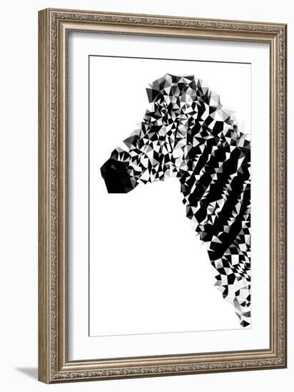 Low Poly Safari Art - Zebra Profile - White edition-Philippe Hugonnard-Framed Art Print