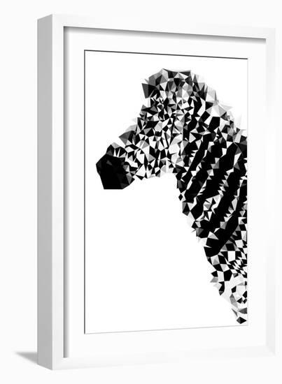 Low Poly Safari Art - Zebra Profile - White edition-Philippe Hugonnard-Framed Art Print