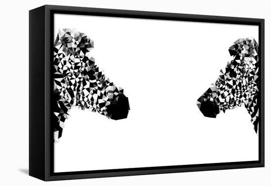 Low Poly Safari Art - Zebras - White Edition-Philippe Hugonnard-Framed Stretched Canvas