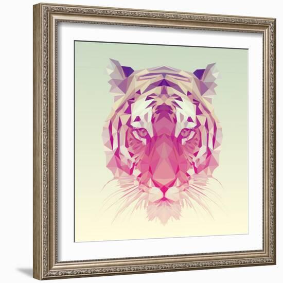 Low Poly Vector Animal Illustration. Polygonal Tiger Graphic Design.-Kundra-Framed Art Print