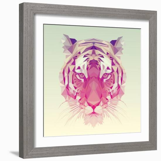 Low Poly Vector Animal Illustration. Polygonal Tiger Graphic Design.-Kundra-Framed Art Print
