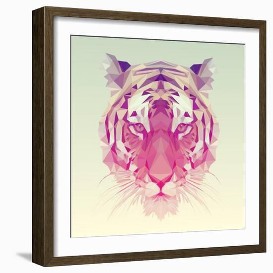 Low Poly Vector Animal Illustration. Polygonal Tiger Graphic Design.-Kundra-Framed Art Print