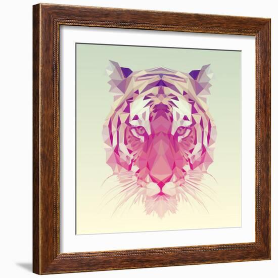 Low Poly Vector Animal Illustration. Polygonal Tiger Graphic Design.-Kundra-Framed Art Print