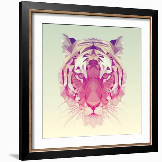 Low Poly Vector Animal Illustration. Polygonal Tiger Graphic Design.-Kundra-Framed Art Print