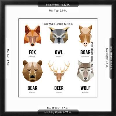 Download Low Polygon Animal Logos Triangular Geometric Set Bear Deer Fox Boar And Wolf Vector Illustra Art Print Mssa Art Com