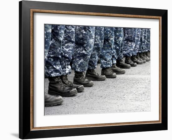 Low Section View of Sailors Forming Ranks for an Award Ceremony-Stocktrek Images-Framed Photographic Print