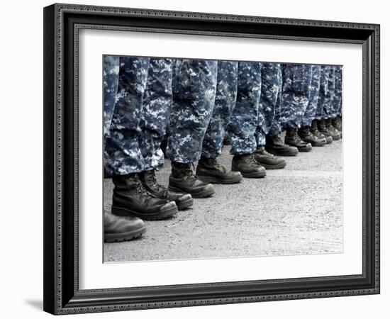 Low Section View of Sailors Forming Ranks for an Award Ceremony-Stocktrek Images-Framed Photographic Print