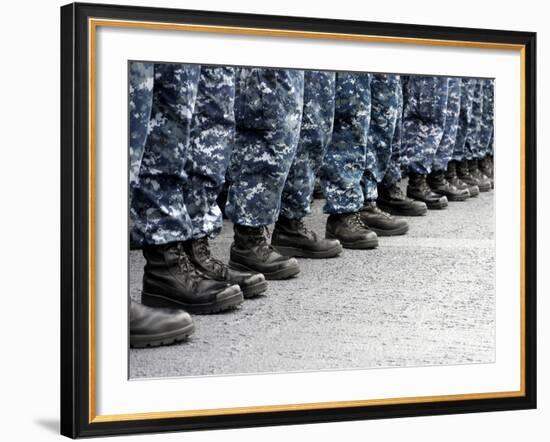 Low Section View of Sailors Forming Ranks for an Award Ceremony-Stocktrek Images-Framed Photographic Print