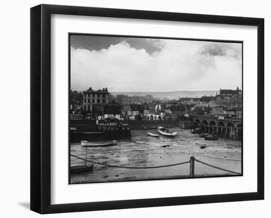 Low Tide at Folkestone Harbour, Kent, England on Rather a Dreary Old Day-null-Framed Photographic Print