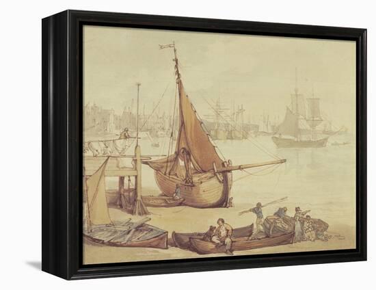 Low Tide at Greenwich (Brown Ink & Wash on Paper)-Thomas Rowlandson-Framed Premier Image Canvas