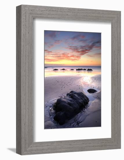 Low tide at Sandymouth bay, sunset, north Cornwall, UK-Ross Hoddinott-Framed Photographic Print