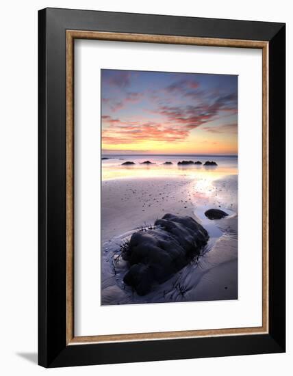 Low tide at Sandymouth bay, sunset, north Cornwall, UK-Ross Hoddinott-Framed Photographic Print