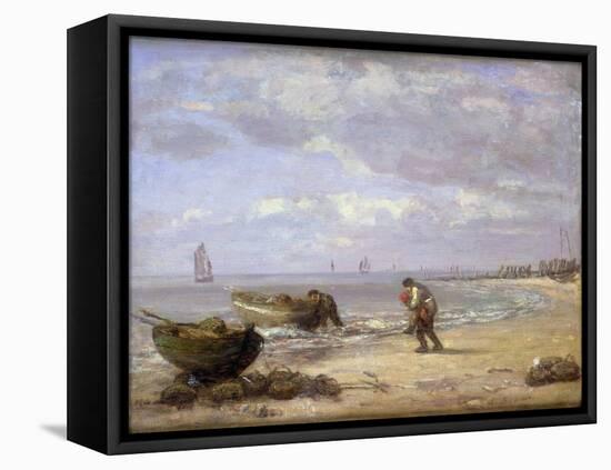 Low Tide Near Honfleur-Eugène Boudin-Framed Premier Image Canvas