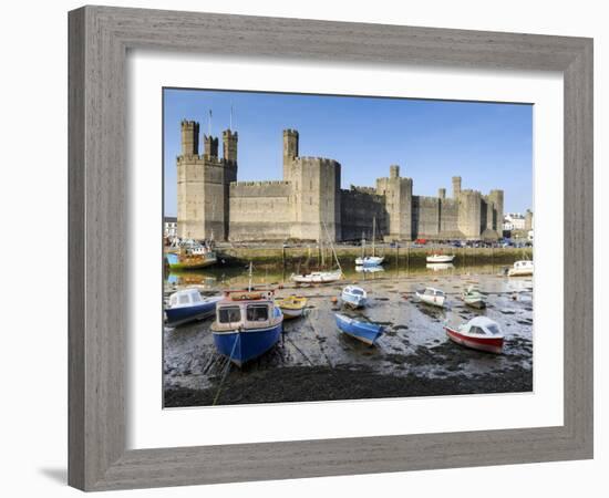 Low Tide on River Seiont at Caernarfon Castle, UNESCO World Heritage Site, Gwynedd, Wales, UK-Chris Hepburn-Framed Photographic Print