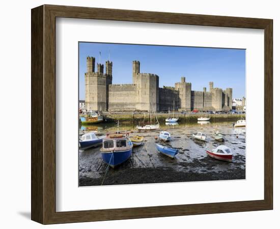 Low Tide on River Seiont at Caernarfon Castle, UNESCO World Heritage Site, Gwynedd, Wales, UK-Chris Hepburn-Framed Photographic Print