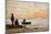 Low Tide - Shore and Fishermen at Sunset-Eugène Boudin-Mounted Giclee Print