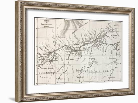 Lower Amazon Basin Old Map. Created By Erhard, Published On Le Tour Du Monde, Paris, 1867-marzolino-Framed Art Print