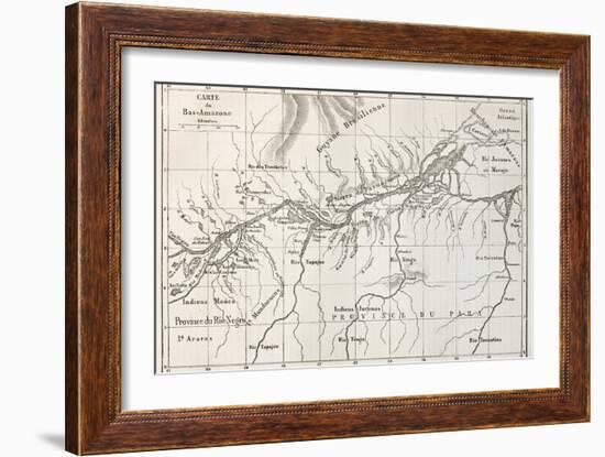 Lower Amazon Basin Old Map. Created By Erhard, Published On Le Tour Du Monde, Paris, 1867-marzolino-Framed Art Print