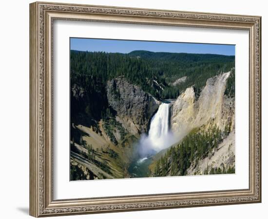 Lower Falls of Yellowstone River, 94M High at Head of Canyon, Yellowstone National Park, Wyoming-Tony Waltham-Framed Photographic Print