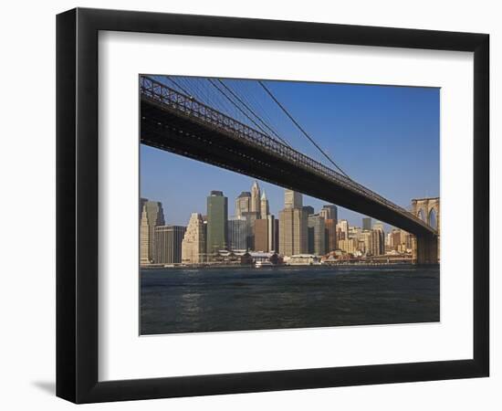 Lower Manhattan and the Brooklyn Bridge-Tom Grill-Framed Photographic Print