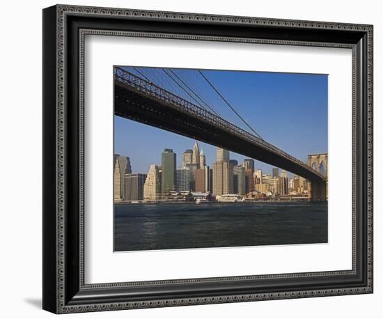 Lower Manhattan and the Brooklyn Bridge-Tom Grill-Framed Photographic Print