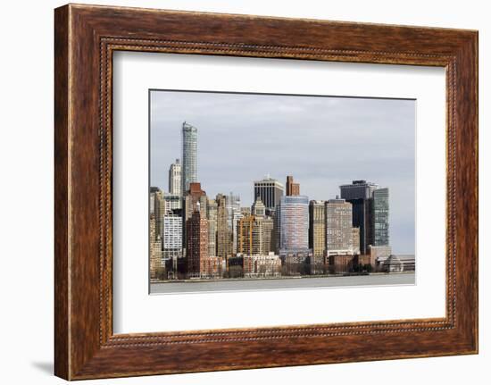 Lower Manhattan buildings seen from the Hudson River, New York, New York, United States-Susan Pease-Framed Photographic Print