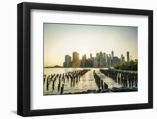 Lower Manhattan skyline across the East River at sunset, New York City, New York, United States of -Fraser Hall-Framed Photographic Print