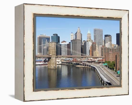 Lower Manhattan Skyline and Brooklyn Bridge-Alan Schein-Framed Premier Image Canvas