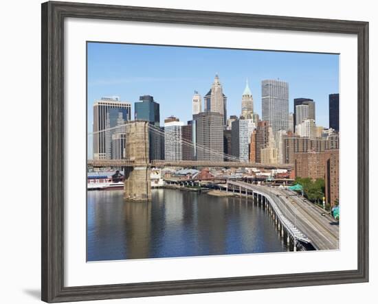 Lower Manhattan Skyline and Brooklyn Bridge-Alan Schein-Framed Photographic Print