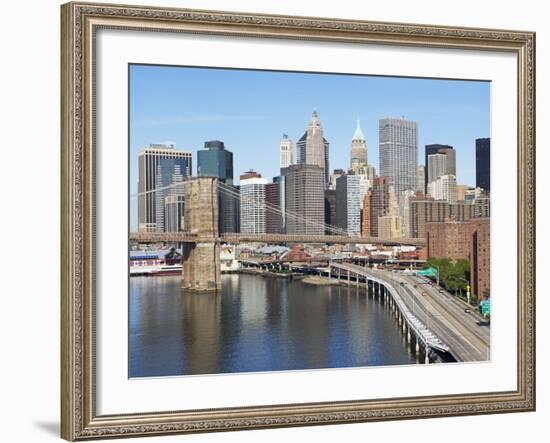 Lower Manhattan Skyline and Brooklyn Bridge-Alan Schein-Framed Photographic Print