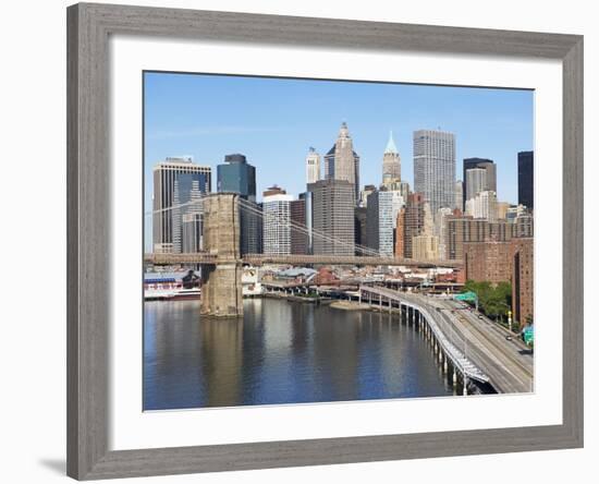 Lower Manhattan Skyline and Brooklyn Bridge-Alan Schein-Framed Photographic Print