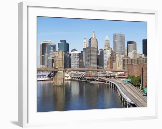 Lower Manhattan Skyline and Brooklyn Bridge-Alan Schein-Framed Photographic Print