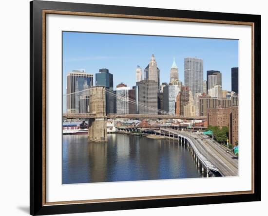 Lower Manhattan Skyline and Brooklyn Bridge-Alan Schein-Framed Photographic Print
