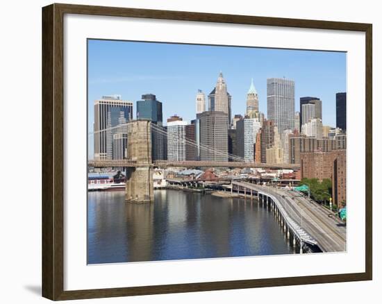 Lower Manhattan Skyline and Brooklyn Bridge-Alan Schein-Framed Photographic Print