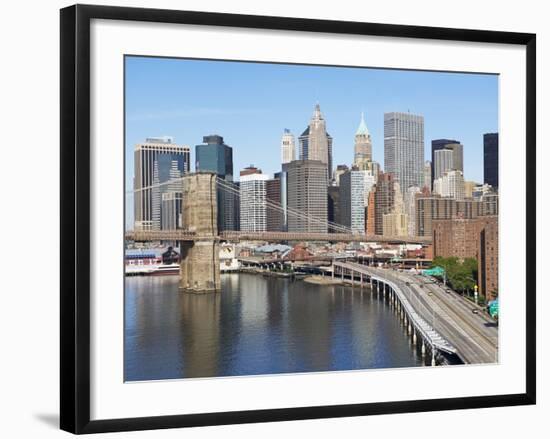 Lower Manhattan Skyline and Brooklyn Bridge-Alan Schein-Framed Photographic Print