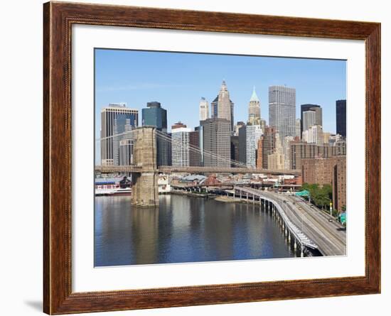 Lower Manhattan Skyline and Brooklyn Bridge-Alan Schein-Framed Photographic Print