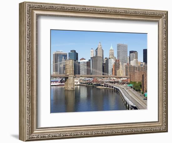 Lower Manhattan Skyline and Brooklyn Bridge-Alan Schein-Framed Photographic Print