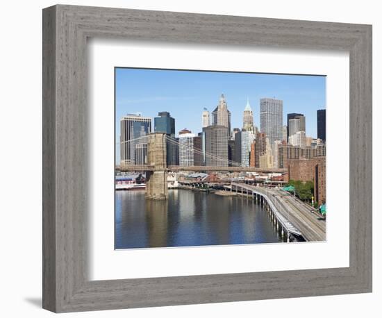 Lower Manhattan Skyline and Brooklyn Bridge-Alan Schein-Framed Photographic Print