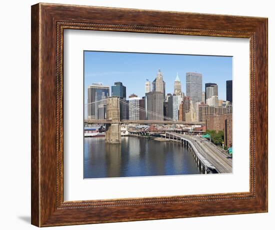 Lower Manhattan Skyline and Brooklyn Bridge-Alan Schein-Framed Photographic Print