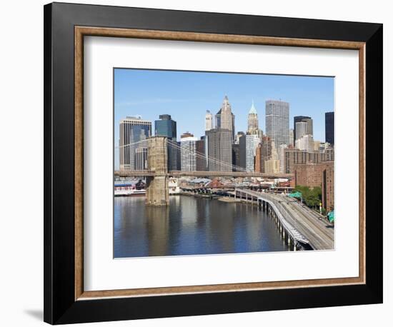 Lower Manhattan Skyline and Brooklyn Bridge-Alan Schein-Framed Photographic Print
