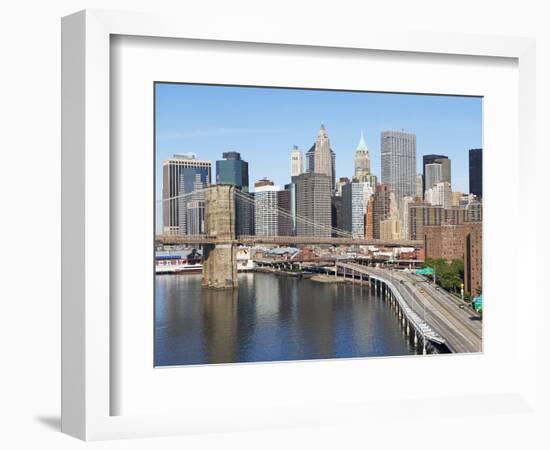 Lower Manhattan Skyline and Brooklyn Bridge-Alan Schein-Framed Photographic Print