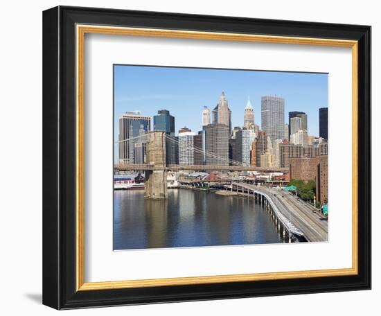 Lower Manhattan Skyline and Brooklyn Bridge-Alan Schein-Framed Photographic Print