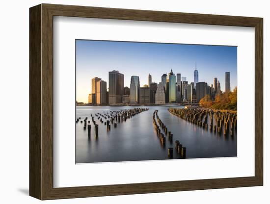 Lower Manhattan Skyline at Sunset from Brooklyn Bridge Park, Brooklyn, New York, USA-Stefano Politi Markovina-Framed Photographic Print